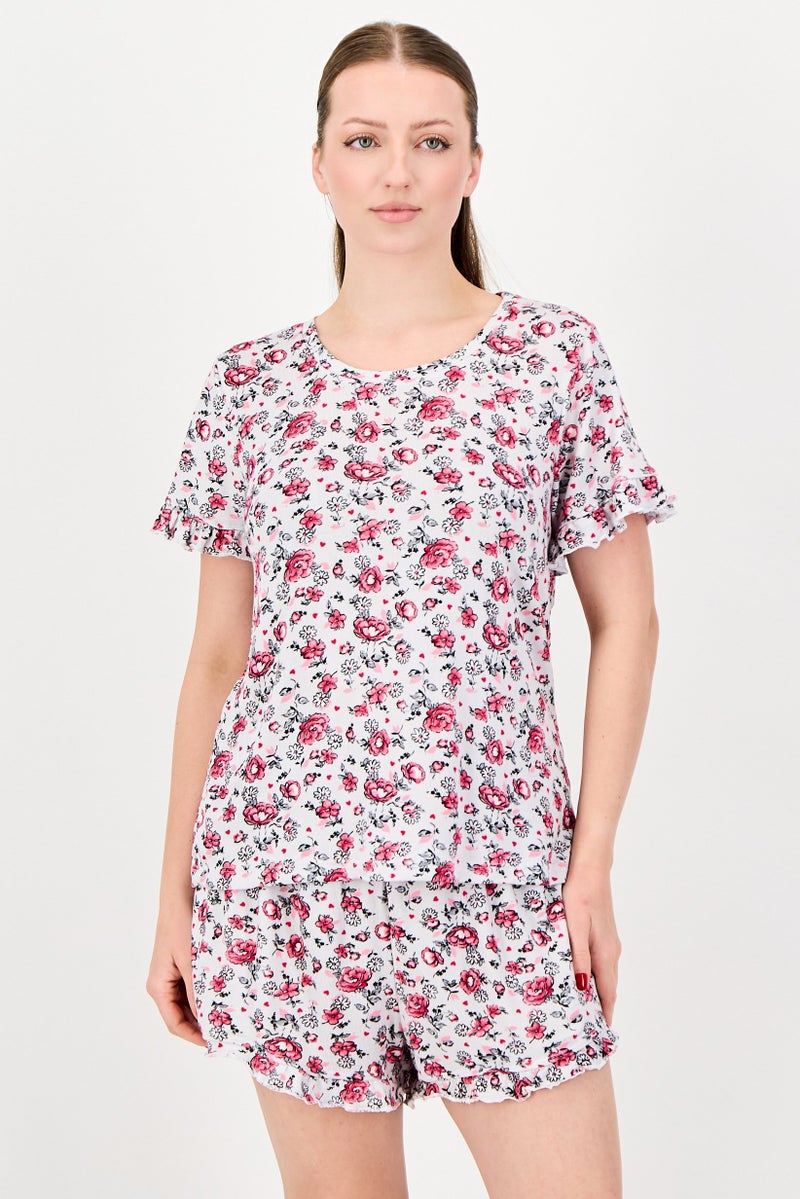Rene Rofe Women 2 Pieces Floral Print Top And Bottom Sleepwear Set, Multicolor - Image 1